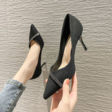 2023 New Summer Women's Stiletto High Heels Thin Heels Artificial Leather Pointed