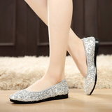 Spring Summer New Women Flats Comfortable Slip on Flat Shoes Sequined Woman Boat Shoes Black Ladies Ballet
