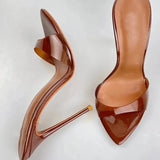 Transparent Shoes For Women's Sandals 2024 Summer Sexy Slippers Pointe Toe Thin Heels Stiletto Sandals Big Size Women