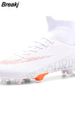 Men Soccer Shoes Turf Black Kids Cleats Training Football Boots High Ankle Sport Sneakers Size