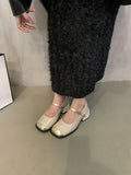 Sandals Med Block Heels Female Shoe All-Match Mary Jane New Medium Chunky Girls Closed Beige Clear Comfort Summer Fashion