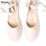 for women Hemp Rope Bottom Ladies Sandals Flat Shoes Women Strappy Fisherman Sandals Women Spring and Summer Lace