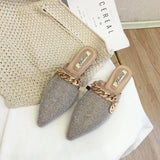 Women Mules Luxury Flats Fashion Loafers Designer Shoes Summer Slippers Pointed Toe Slides Slip on Wedding Casual Ladies