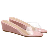 SummerTransparent Slippers Women Fashion Comfortable Wedges Sandals Women Low-heeled 4.5CM Shallow Women Slides Beach