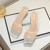 Women Pumps Sandals PVC Jelly Slippers Open Toe Low Heels Women Transparent Perspex Slippers Shoes Heel Clear