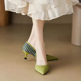 Pointed Toe Stiletto High Heels Elegant Shallow Women Shoes Spring Autumn Leather Single Shoe Temperament Women