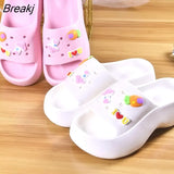 Summer New Slippers Fashion Platform Korean Version Increase Women's Shoes Wedge Cartoon Cute Outdoor Flip Flops