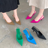 2024 New Pointed And Stiletto Single Shoes, Empty Baotou Sandals, High-Heeled Shoes, Green Women's