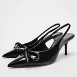 Breakj Pointed High Heels 2025 Summer New Shallow Mouth Fine Heel Bow After The Air Wear A Hundred Temperament Single