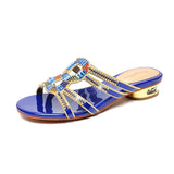 Women's Slippers In Summer Wear Crystal Diamond Sandals, Women's Sandals, Thick Heels, Bohemian Slippers, Full Of