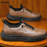 Men Causal Shoes 2022 Autumn New Leather Shoes Men Sneakers Lace-up Fashion Vulcanize Shoes Non-slip Outdoor Business