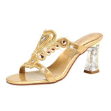 Women With Crystal High-Heeled Sandals Wear 2024 New Diamond Sandals In Summer. Roman Slippers Are