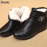2023 Women Snow Boots Winter Flat Heels Ankle Boots Women Warm Platform Shoes Leather Thick Fur