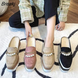 ladies flip comfortable rubber platform shoes ladies casual round toe flat loafers flat autumn suede women's
