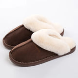 Plus Size Couple Fur Slippers for Women Non Slip Thick Plush Home Slipper Female Flat Heel Keep Warm Cotton Shoes