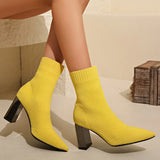 Boots 2024 New Autumn And Winter Tip Flying Weaving Large Size Women's Boots Thick, High-Heeled, Medium-Sized Thin