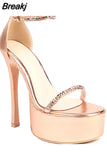 Super Thin Heels Woman Sandals 2023 Summer Cover Heel Sexy Party Wedding Shoes Fashion Comfy Women Pump Sandals