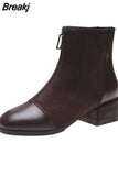 Black Brown Western Ankle Boots Women PU Leather High Heel Booties Heels Short Motorcycle Shoes Ankle Boots For Women
