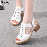 Women's Sandals Square heel Summer Shoes Peep Toe zip gladiator sandals women zip platform