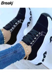 Sneakers 2023 Black Thick Sole Designer Breathable Lace Up Fashion Ladies Athletic ShoesHeightening Vulcanized