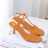 Summer Low Sandals Woman Leather Suit Female Beige Women’s Shoes High Heels Low-heeled Black Comfort New Stiletto Girls