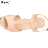 Women Platform Pumps Peep Toe High Heel Shoes Ladies Wedges Sandals Patent Leather Party Wedding