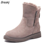 Genuine Leather Winter Shoes Women Snow Boots Warm Shoes Cold Winter Woman Ankle Boots Female Height Increasing 4.5cm