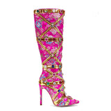 Breakj New Pointed Thin Heel Ultra High Heel Side Zipper Heavy Handmade Rhinestone Embroidery Fashion Plus Size Boots