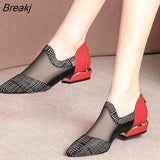 Women High Heel Shoes Mesh Breathable Pumps Zip Pointed Toe Heels Fashion Female Dress Sandals Shoes
