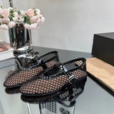 Breakj New Catwalk Shoes High Fixed Mesh Ins Niche Design Round Head Ballet Single Shoe