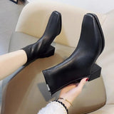 Spring Autumn New Fashion Korean Version Casual Solid Concise Elegant Zip Square Heel Spring Autumn Round