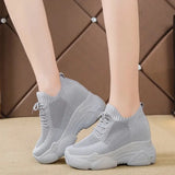 Hidden Heels Platform Sneakers Women Breathable Air Mesh Wedge Sock Shoes Woman 2023 Spring Casual Shoes Zapatos De