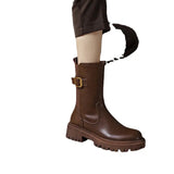 Mm Big Round Brown Knight Boots, Stretch Boots, Thick Legs, High Boots, Thick Soles, Long Boots, Large Size