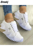 Sneakers 2023 Black Thick Sole Designer Breathable Lace Up Fashion Ladies Athletic ShoesHeightening Vulcanized