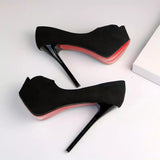 Cm Suede Super High Heels Fish Mouth Single Shoes Thin Heels Party Pumps Small Size Waterproof Platform Womens Shoes