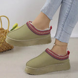 Women 2023 New Fur Short Plush Flip Flops Platform Slippers Winter Shoes Casual Home Cotton Shoes Warm Flats Boots Mules