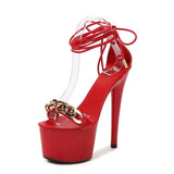 Decoration Buckle Strap Women Shoes New Chunky Heel Sandals Summer Platform High Heels Nightclub Party Pole Dance