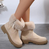 Non Slip Warm Fur Snow Boots Women Thick Bottom Faux Suede Winter Boots Woman Zipper Platform Ankle Botas Mujer