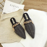 Women Mules Luxury Flats Fashion Loafers Designer Shoes Summer Slippers Pointed Toe Slides Slip on Wedding Casual Ladies