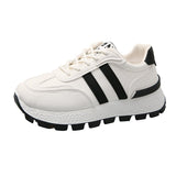 New Striped Large Women Thick Sole Board Shoes Front Lace Up Small White Shoes Low Top Casual Sports Sneakers