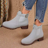 Breakj And Winter New Lady Martin Boots Loose Belt Buckle Round Head And Mid-Sleet Women's