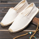 Men Shoes Summer Espadrilles Men Canvas Sneakers New Breathable Fisherman Shoes Men Slip On Loafers Large Size 45