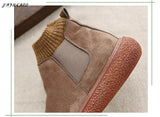 Socks Plus Velvet Warm Womens Short Boots Mori Girl Retro Literary Big Head Doll Shoes Thick-Soled Increase Ankle