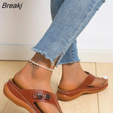 Shoes Leather Men's Flip Flops Shoes Outdoor Beach Casual Flat Slippers Trend Flat Non-slip Clip Toe Sandalias Large