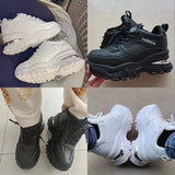 White PU Leather Chunky Sneakers Women Autumn Winter Platform Vulcanize Shoes Woman Thick Bottom Hidden Heels Sport