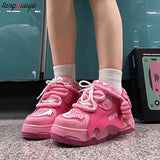 Korean Fashion Casual Kawaii Pink chunky shoes Platform Sports Sneaker Athletic Flat Board Shoe Tennis Shoes Sneakers