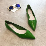 Women Pointed Toe Patent Leather Yellow Wine Red Lady Fashion Flats Candy Color Flat Sole Flat Heel Shoes Large Size 43
