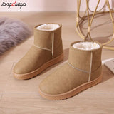 Women's Shoes Australian Boots Winter Footwear Round Toe Flat Heel Boots-Women Fashion Snow Low 2023 Ladies Ankle
