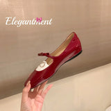 Women Shoes Spring Autumn Luxury Bowtie Mary Janes Shoes Women Square Toe Flats Ballets Red Dance Party Bridal Wedding