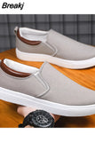 Men Canvas Slippers Male Loafers Casual Flat Canvas Black Spring Summer Plus Size 45